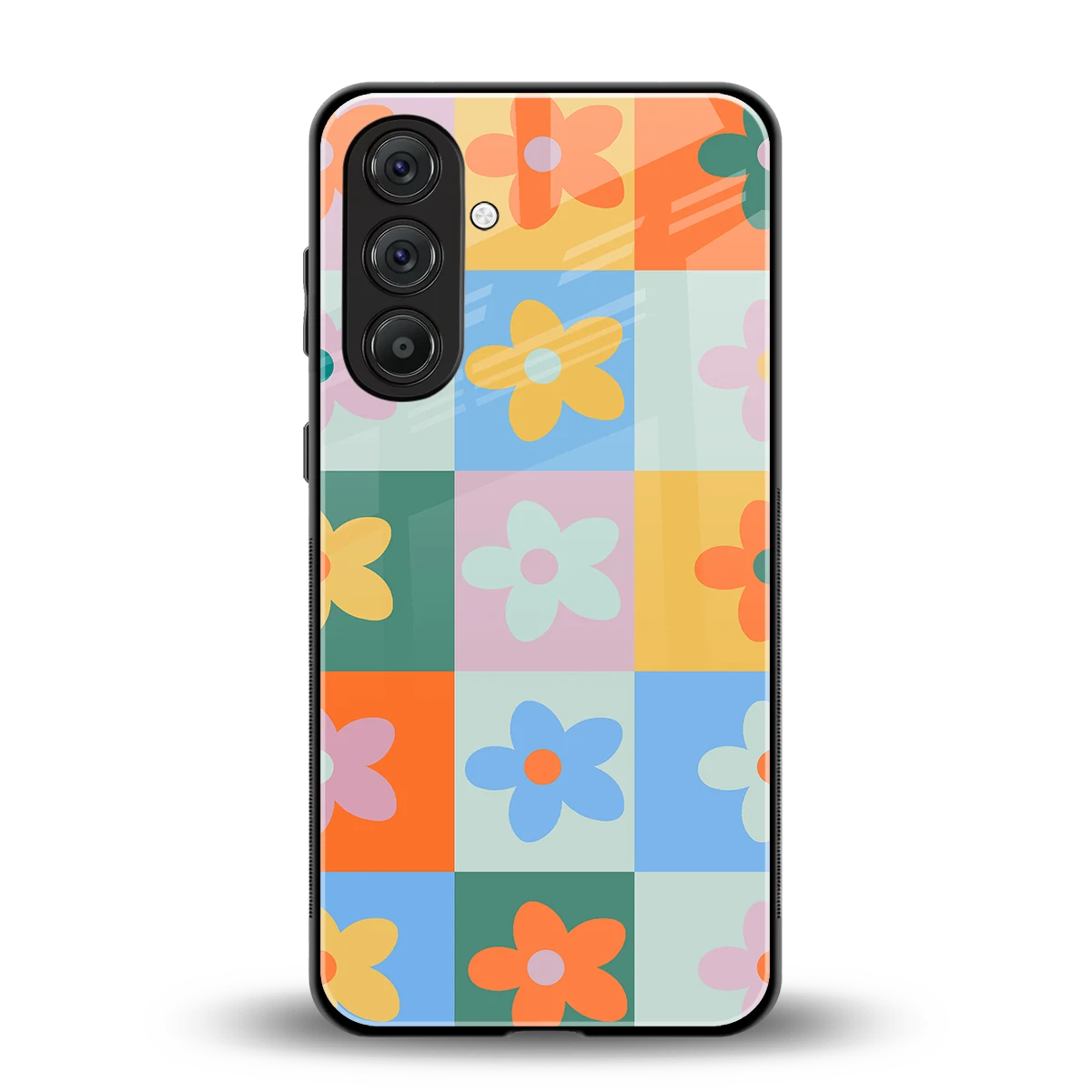 Floral Patchwork back phone cover | glass case for samsung galaxy m35 5g
