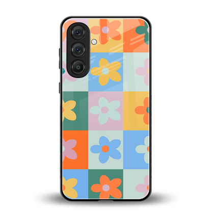 Floral Patchwork back phone cover | glass case for samsung galaxy m35 5g