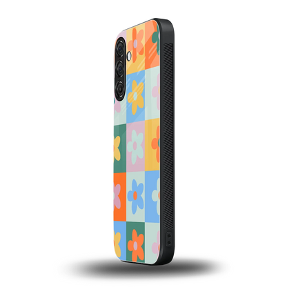 Floral Patchwork samsung galaxy m35 5g mobile cover | shockproof glass phone case