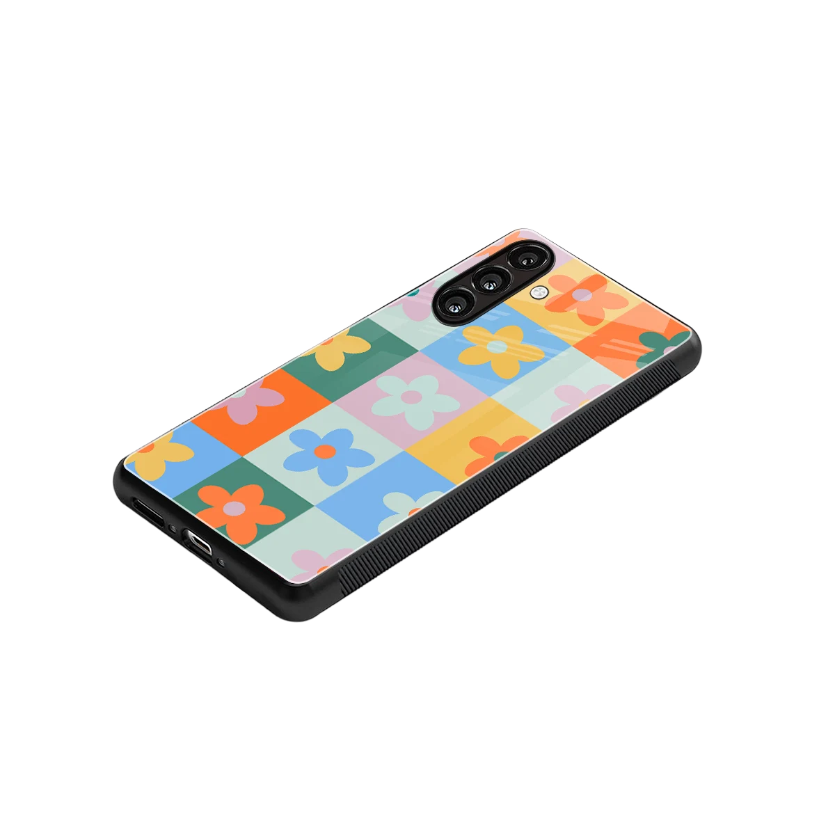 Floral Patchwork stylish phone case for samsung galaxy m35 5g | glossy glass and slim fit