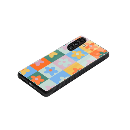 Floral Patchwork stylish phone case for samsung galaxy m35 5g | glossy glass and slim fit