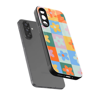 Floral Patchwork sleek samsung galaxy a56 5g cover with tempered glass back and TPU edges