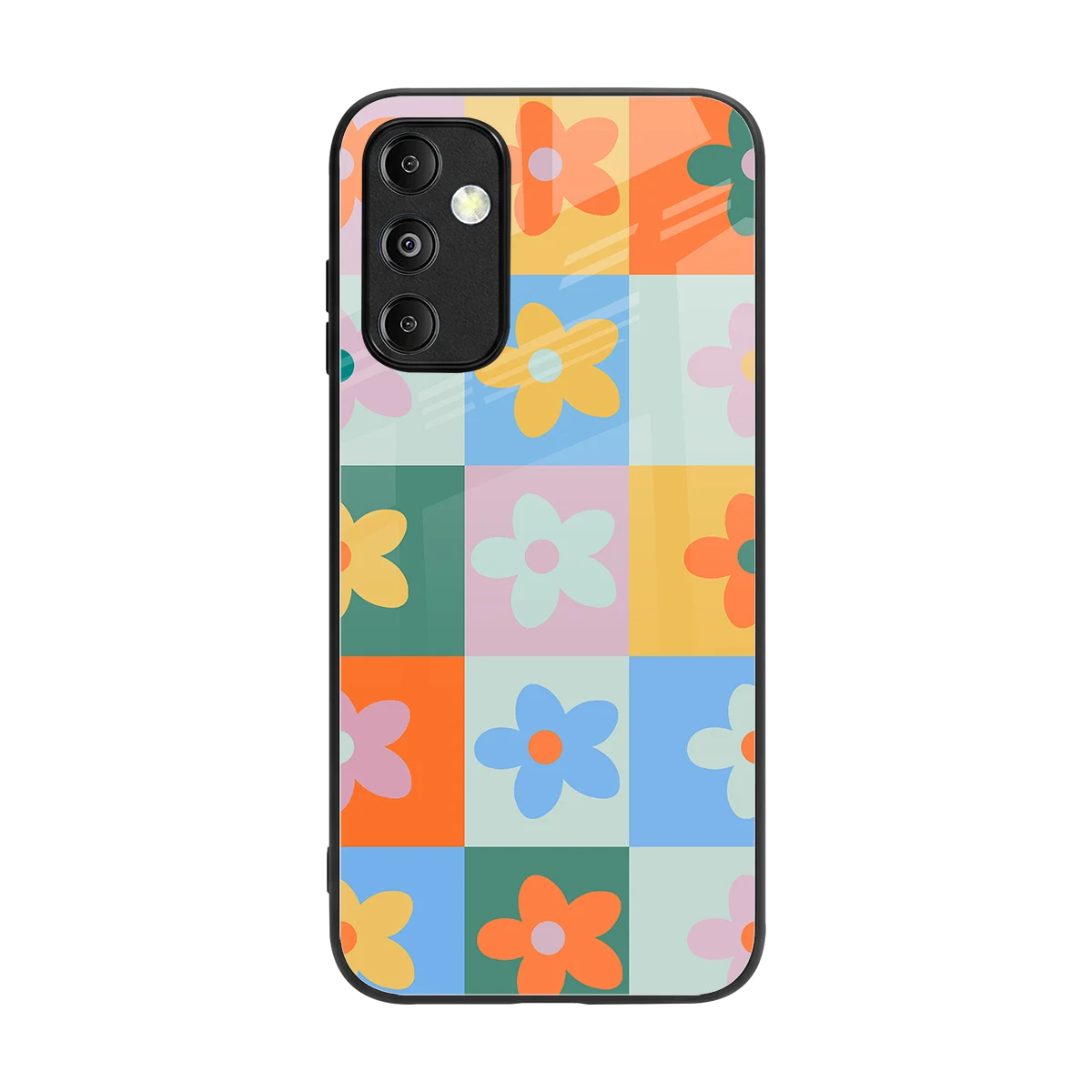 Floral Patchwork back phone cover | glass case for samsung galaxy m14 5g