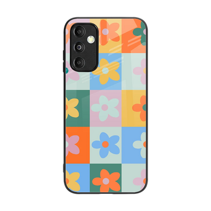 Floral Patchwork back phone cover | glass case for samsung galaxy m14 5g