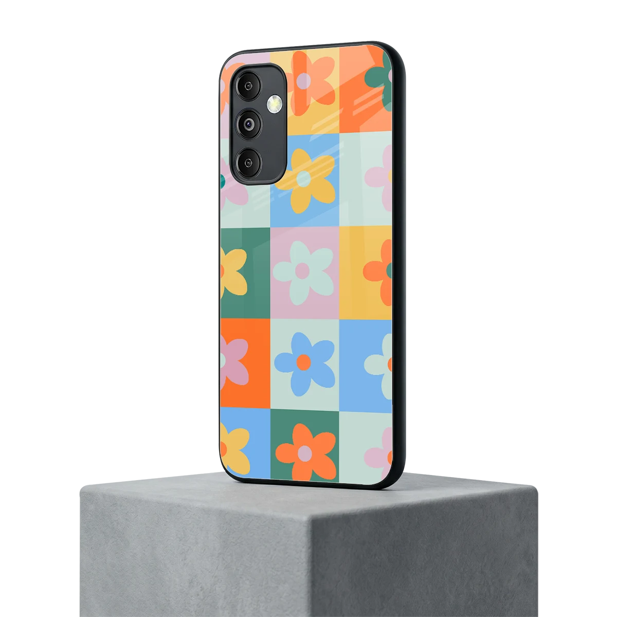 Floral Patchwork samsung galaxy m14 5g mobile cover | shockproof glass phone case