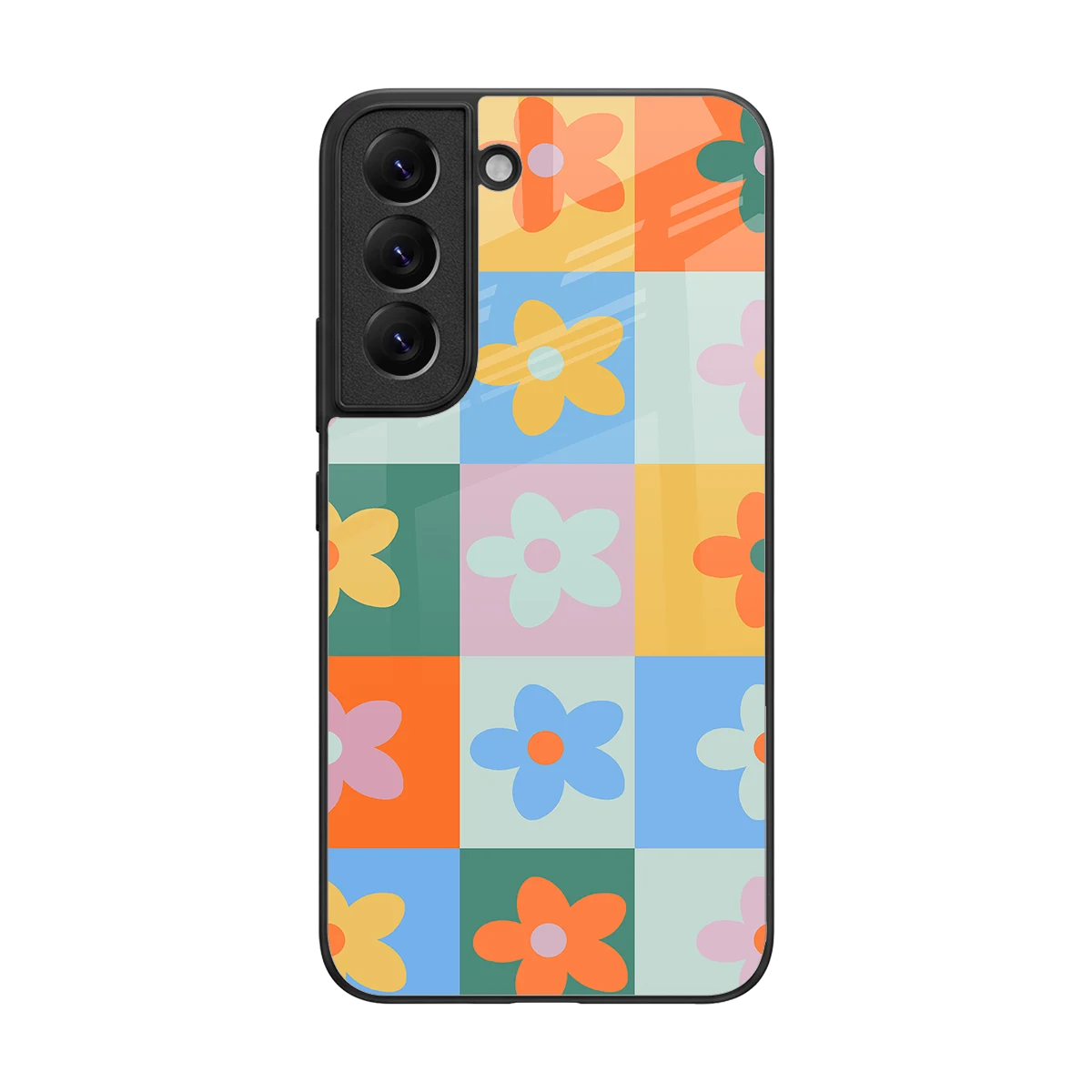 Floral Patchwork back phone cover | glass case for samsung galaxy s22