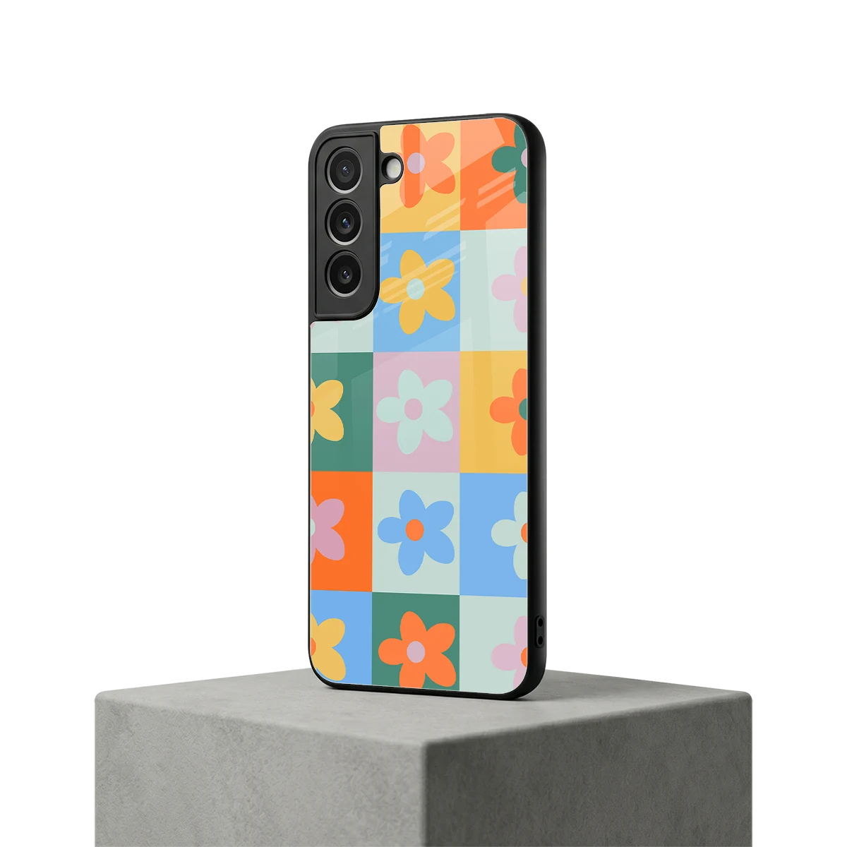 Floral Patchwork samsung galaxy s22 mobile cover | shockproof glass phone case