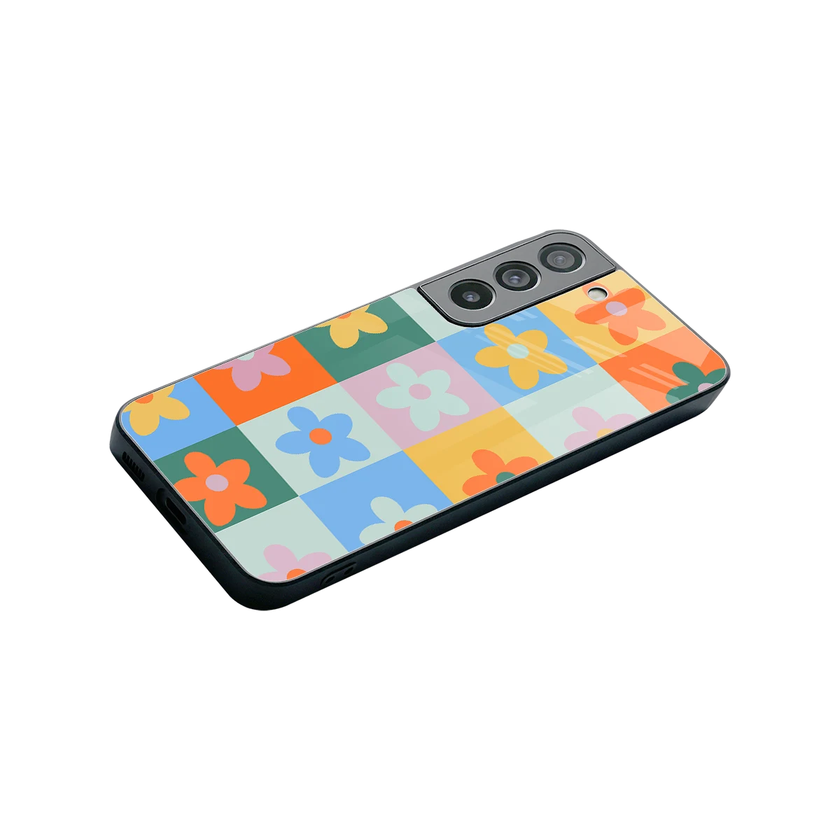 Floral Patchwork stylish phone case for samsung galaxy s22 | glossy glass and slim fit