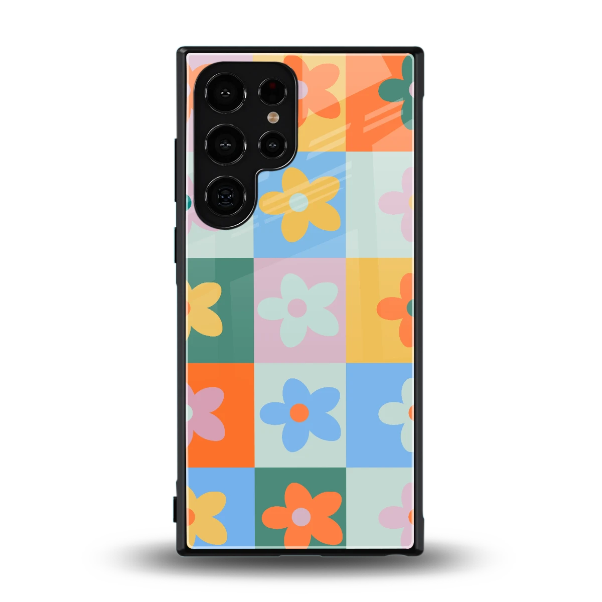 Floral Patchwork back phone cover | glass case for samsung galaxy s24 ultra