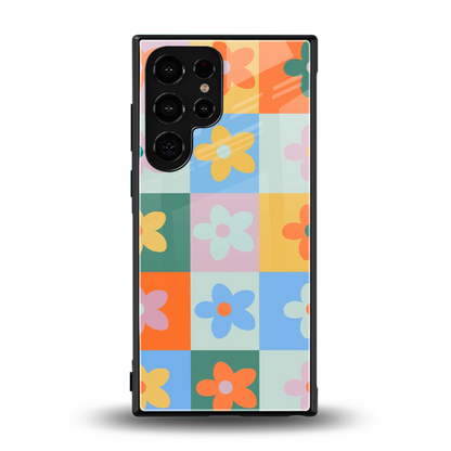 Floral Patchwork back phone cover | glass case for samsung galaxy s24 ultra