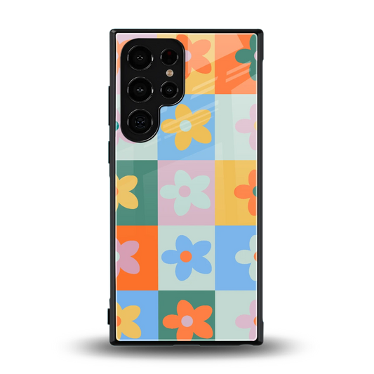 Floral Patchwork back phone cover | glass case for samsung galaxy s24 ultra