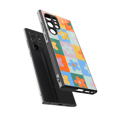 Floral Patchwork sleek samsung galaxy s24 ultra cover with tempered glass back and TPU edges