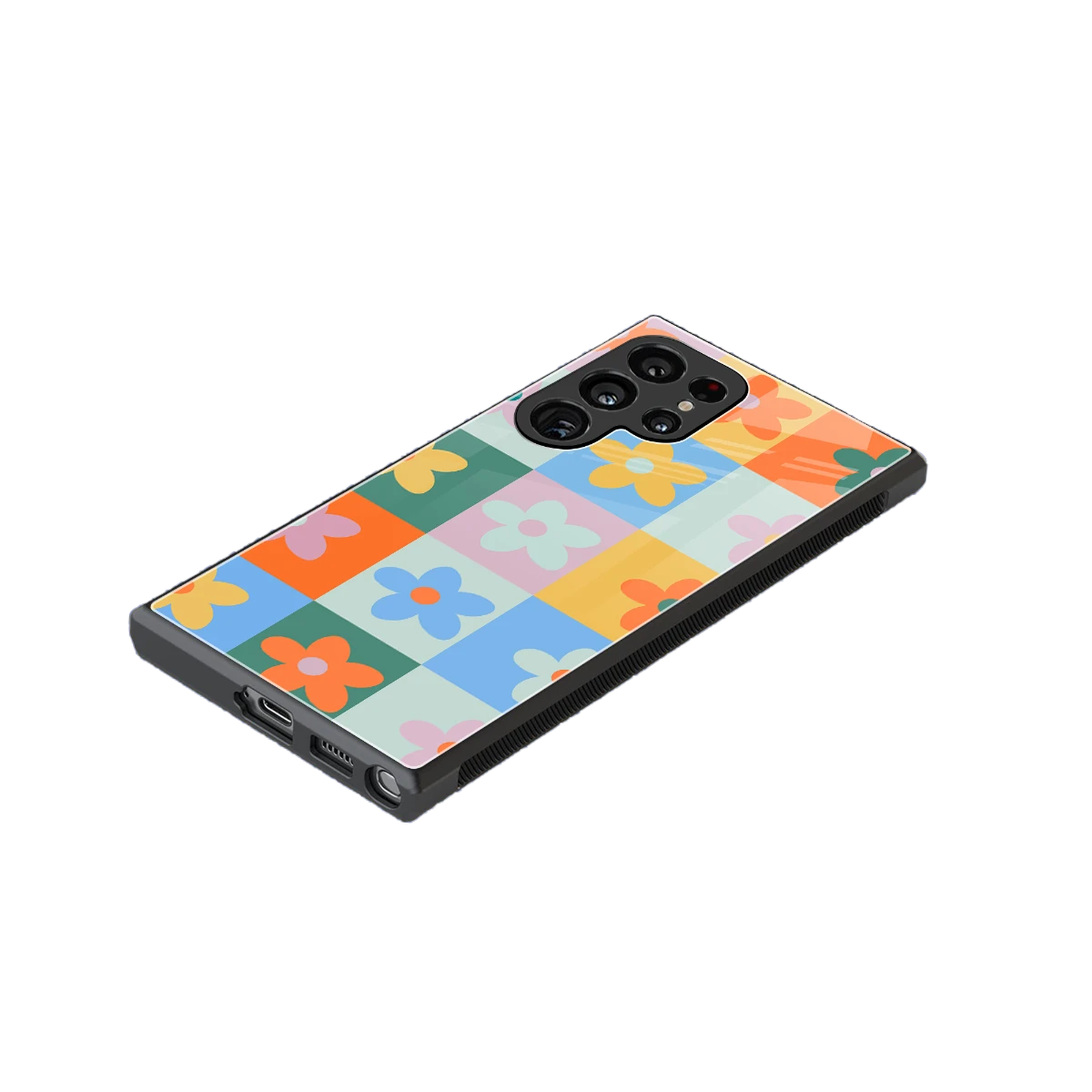 Floral Patchwork stylish phone case for samsung galaxy s24 ultra | glossy glass and slim fit