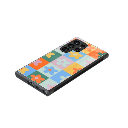 Floral Patchwork stylish phone case for samsung galaxy s24 ultra | glossy glass and slim fit