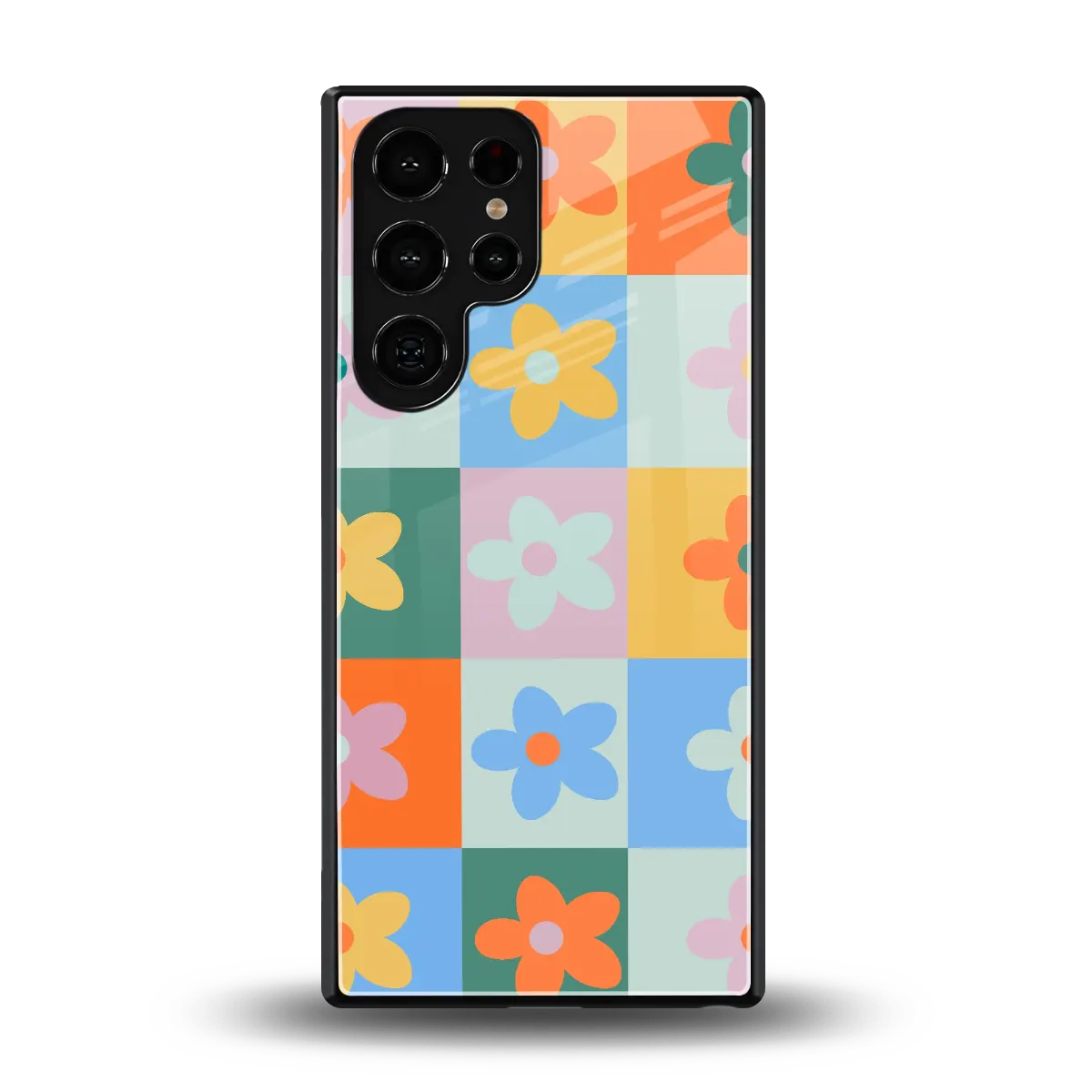 Floral Patchwork back phone cover | glass case for samsung galaxy s25 ultra