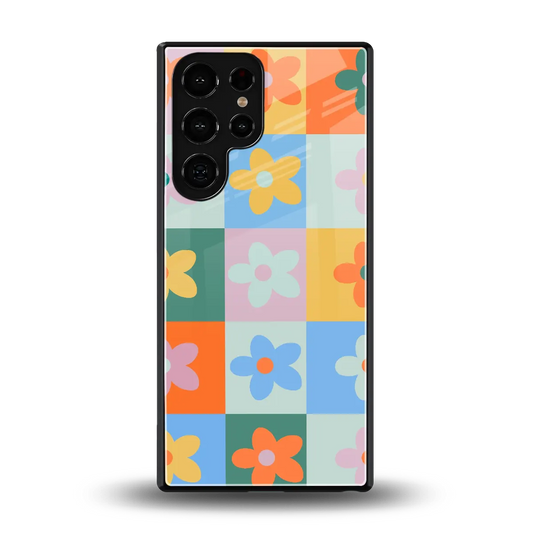 Floral Patchwork back phone cover | glass case for samsung galaxy s25 ultra