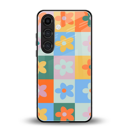 Floral Patchwork back phone cover | glass case for samsung galaxy s25