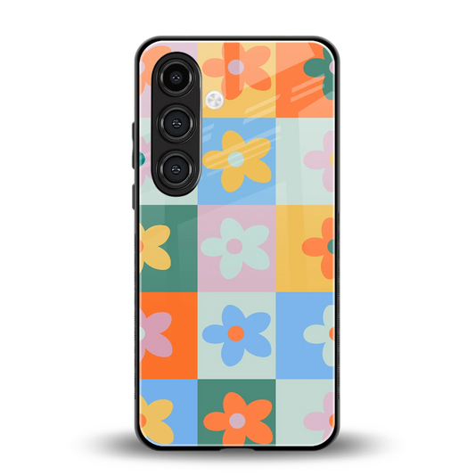 Floral Patchwork back phone cover | glass case for samsung galaxy s25