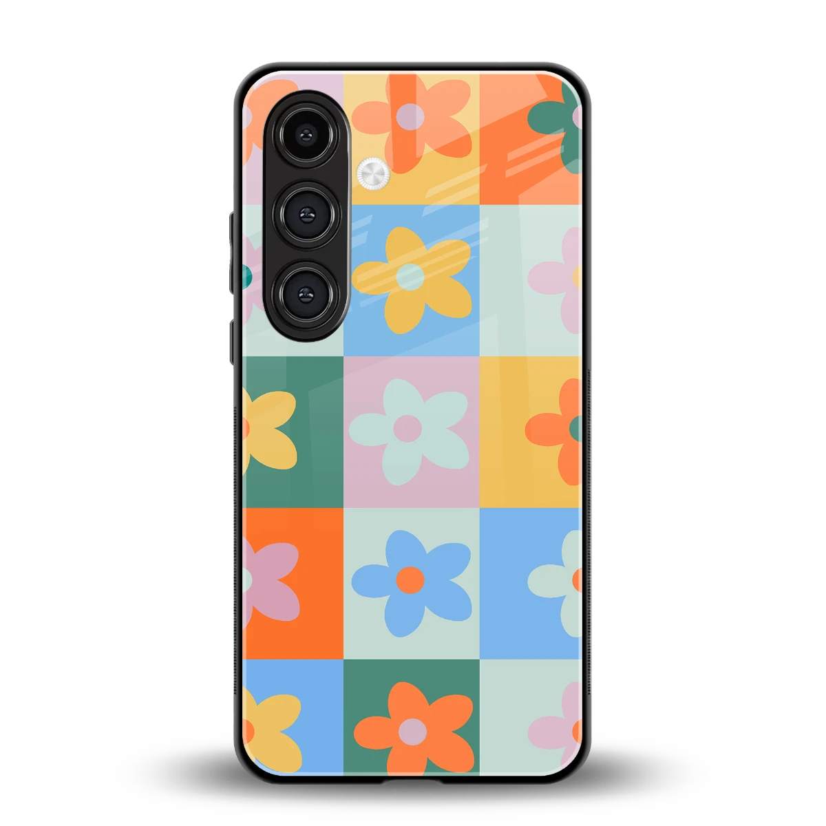 Floral Patchwork back phone cover | glass case for samsung galaxy s25 fe