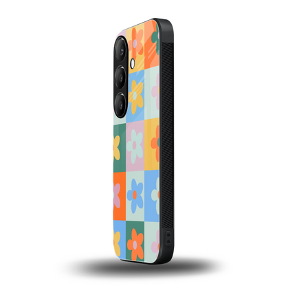Floral Patchwork samsung galaxy s24 mobile cover | shockproof glass phone case