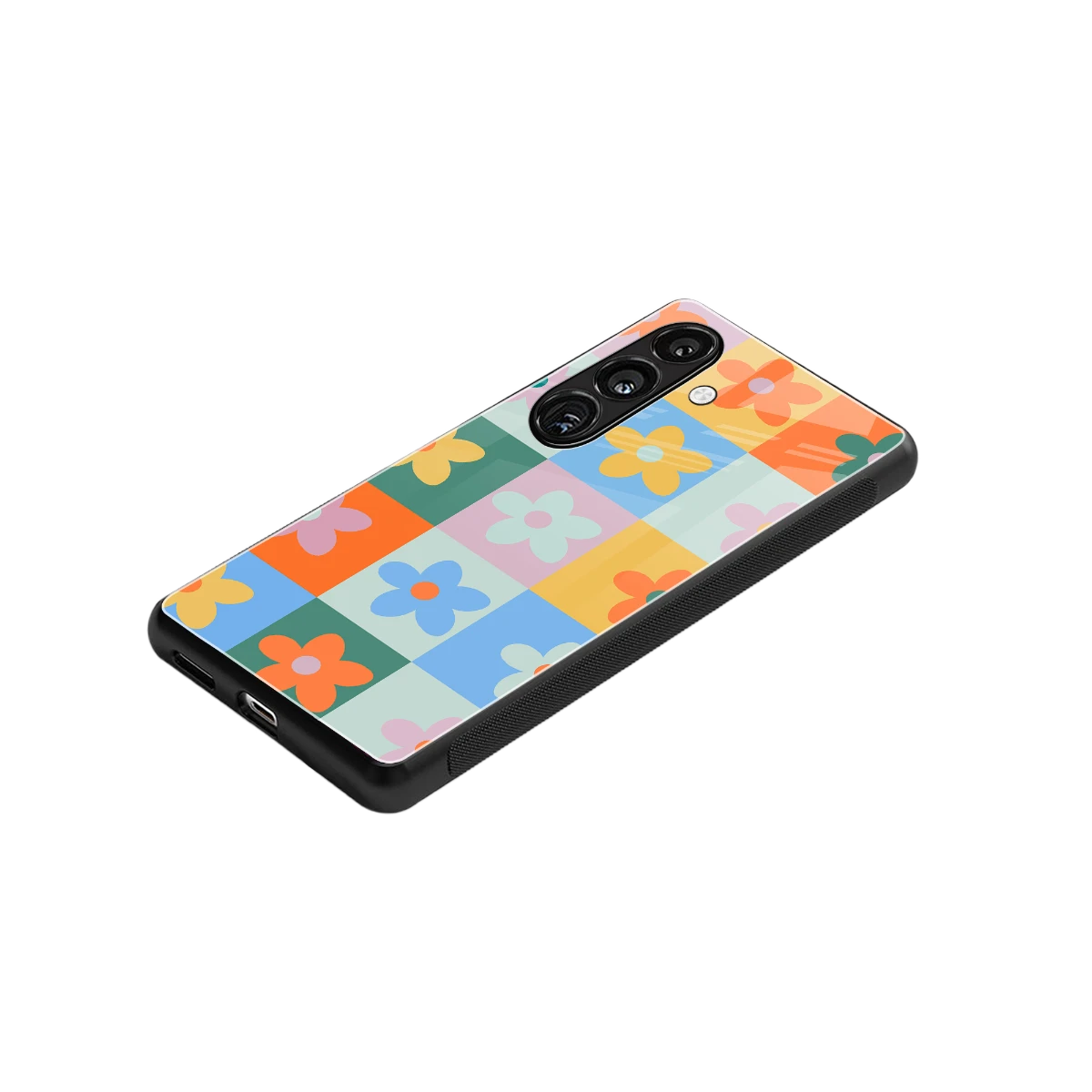 Floral Patchwork stylish phone case for samsung galaxy s24 plus | glossy glass and slim fit