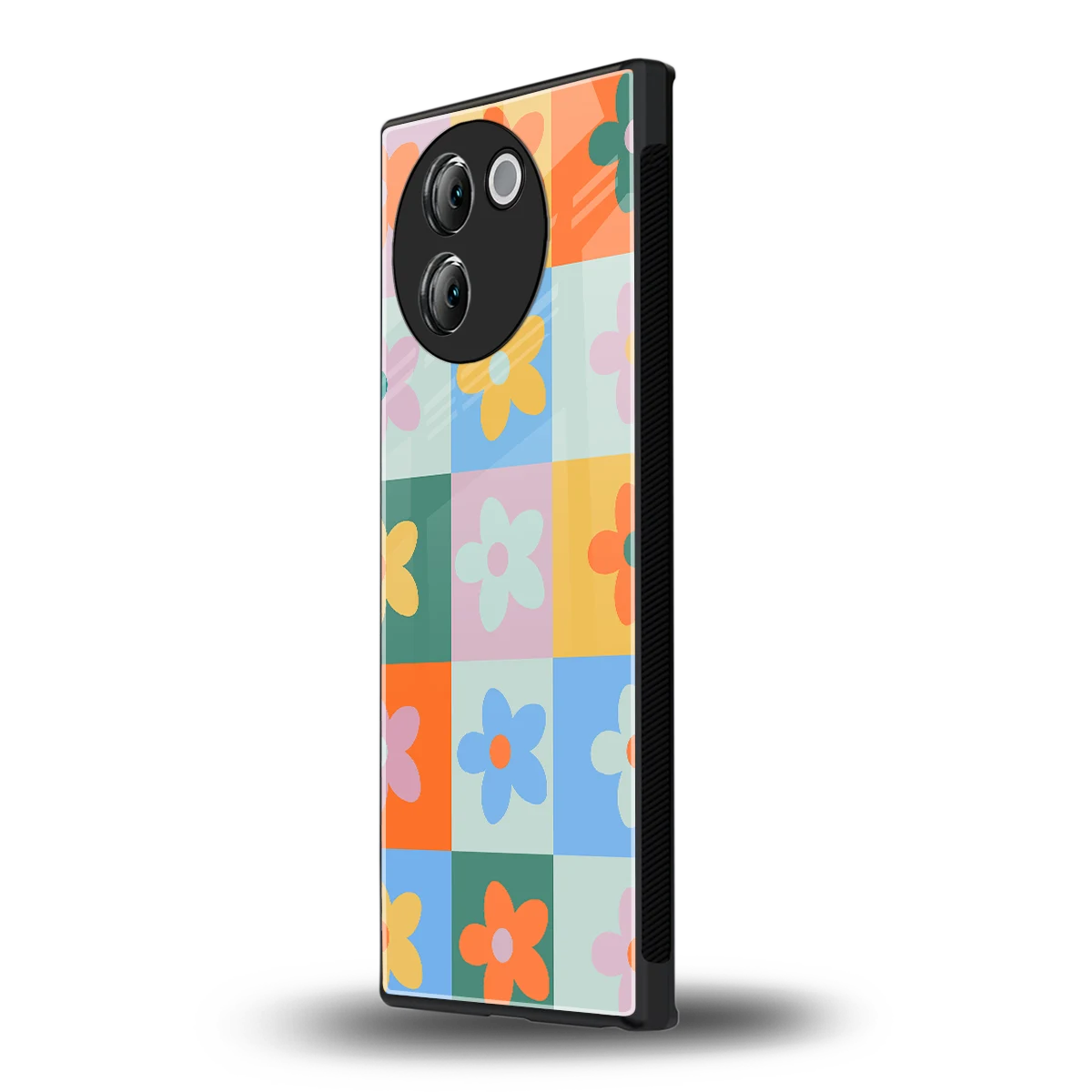 Floral Patchwork vivo v30e mobile cover | shockproof glass phone case