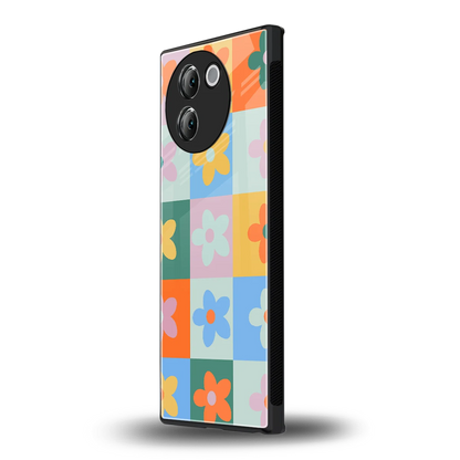 Floral Patchwork vivo v30e mobile cover | shockproof glass phone case