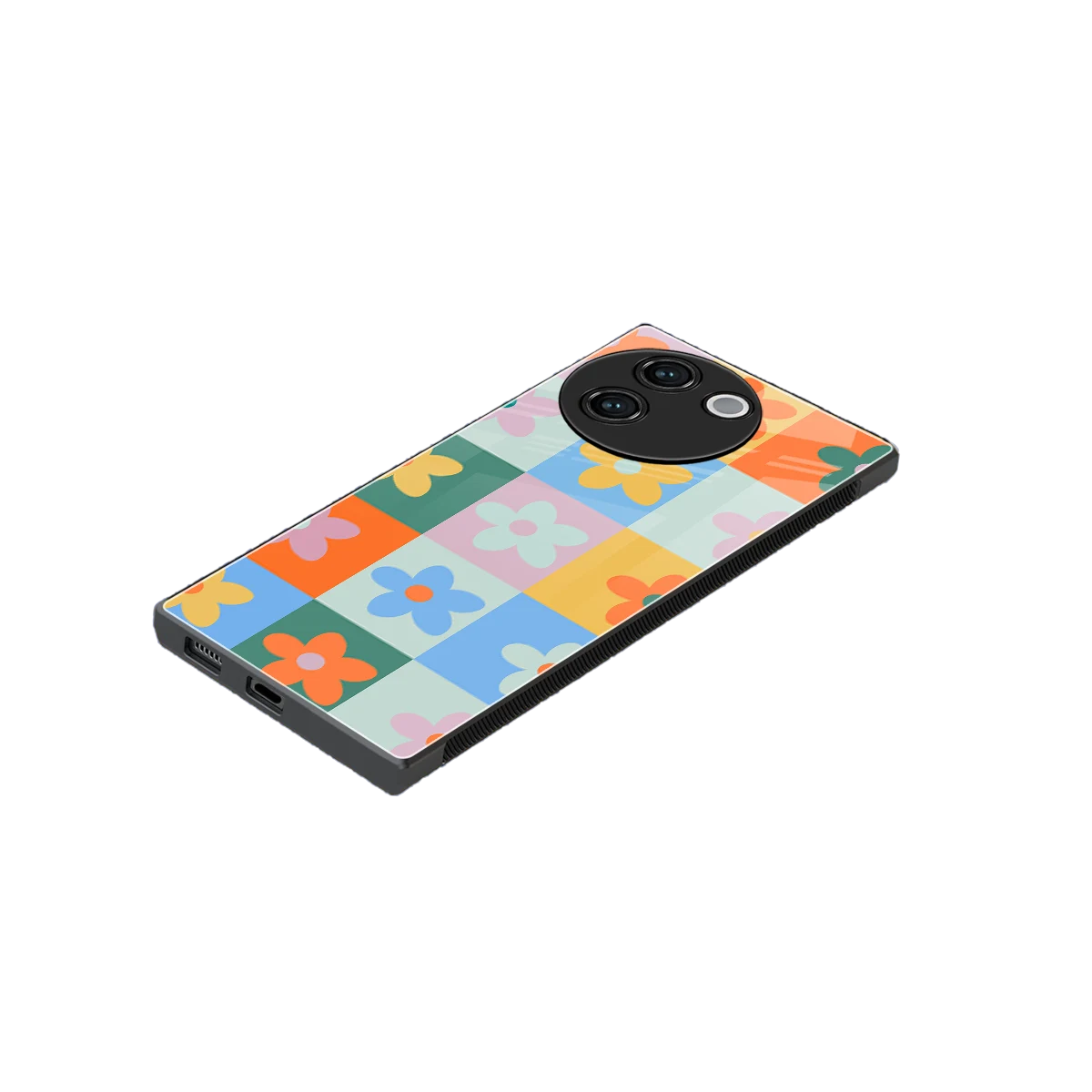 Floral Patchwork stylish phone case for vivo v30e | glossy glass and slim fit