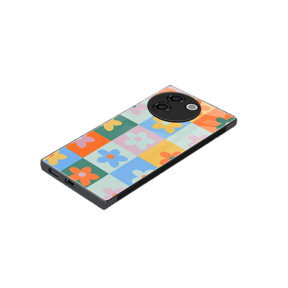 Floral Patchwork stylish phone case for vivo v30e | glossy glass and slim fit