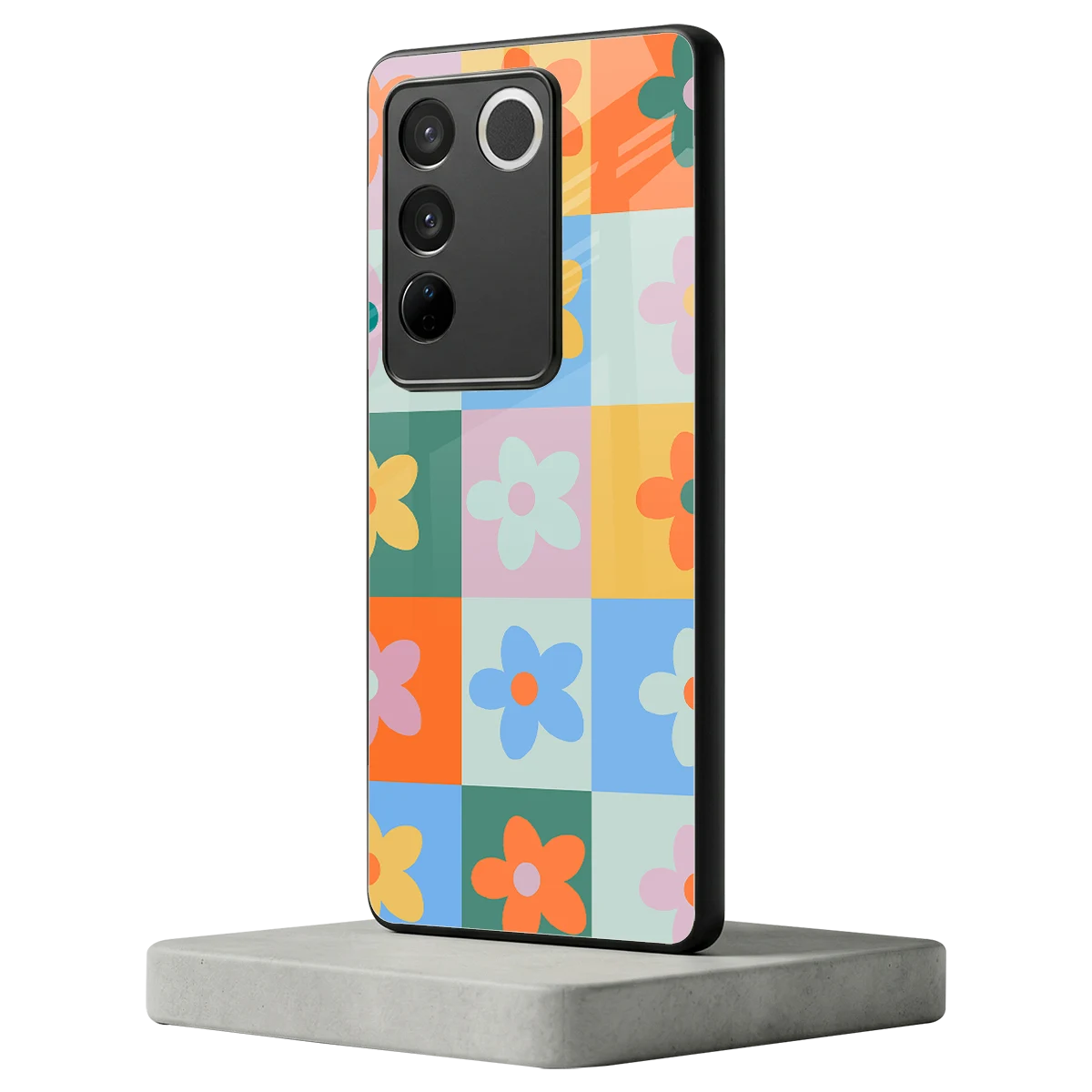 Floral Patchwork vivo v27 5g mobile cover | shockproof glass phone case