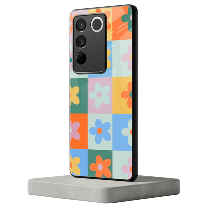 Floral Patchwork vivo v27 5g mobile cover | shockproof glass phone case