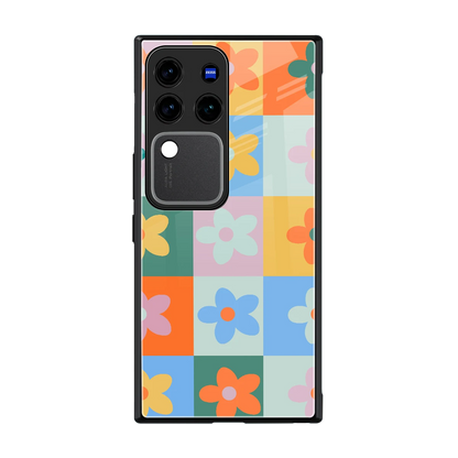 Floral Patchwork back phone cover | glass case forvivo v30 pro