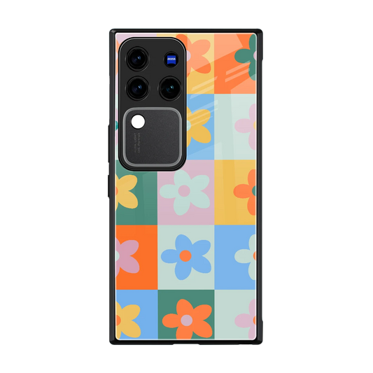 Floral Patchwork back phone cover | glass case forvivo v30 pro