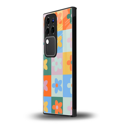Floral Patchworkvivo v30 pro mobile cover | shockproof glass phone case