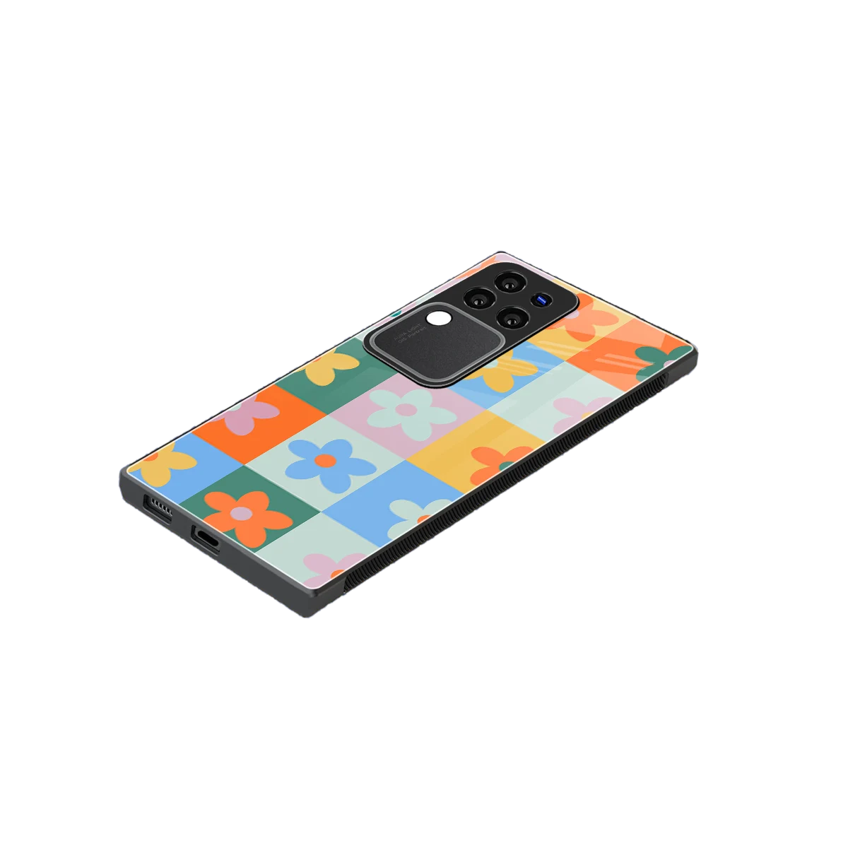 Floral Patchwork stylish phone case forvivo v30 pro | glossy glass and slim fit