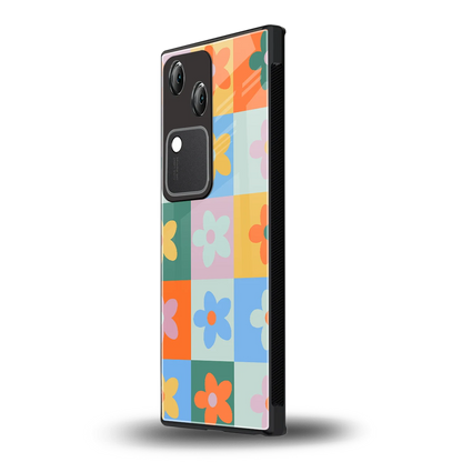 Floral Patchwork vivo v30 mobile cover | shockproof glass phone case