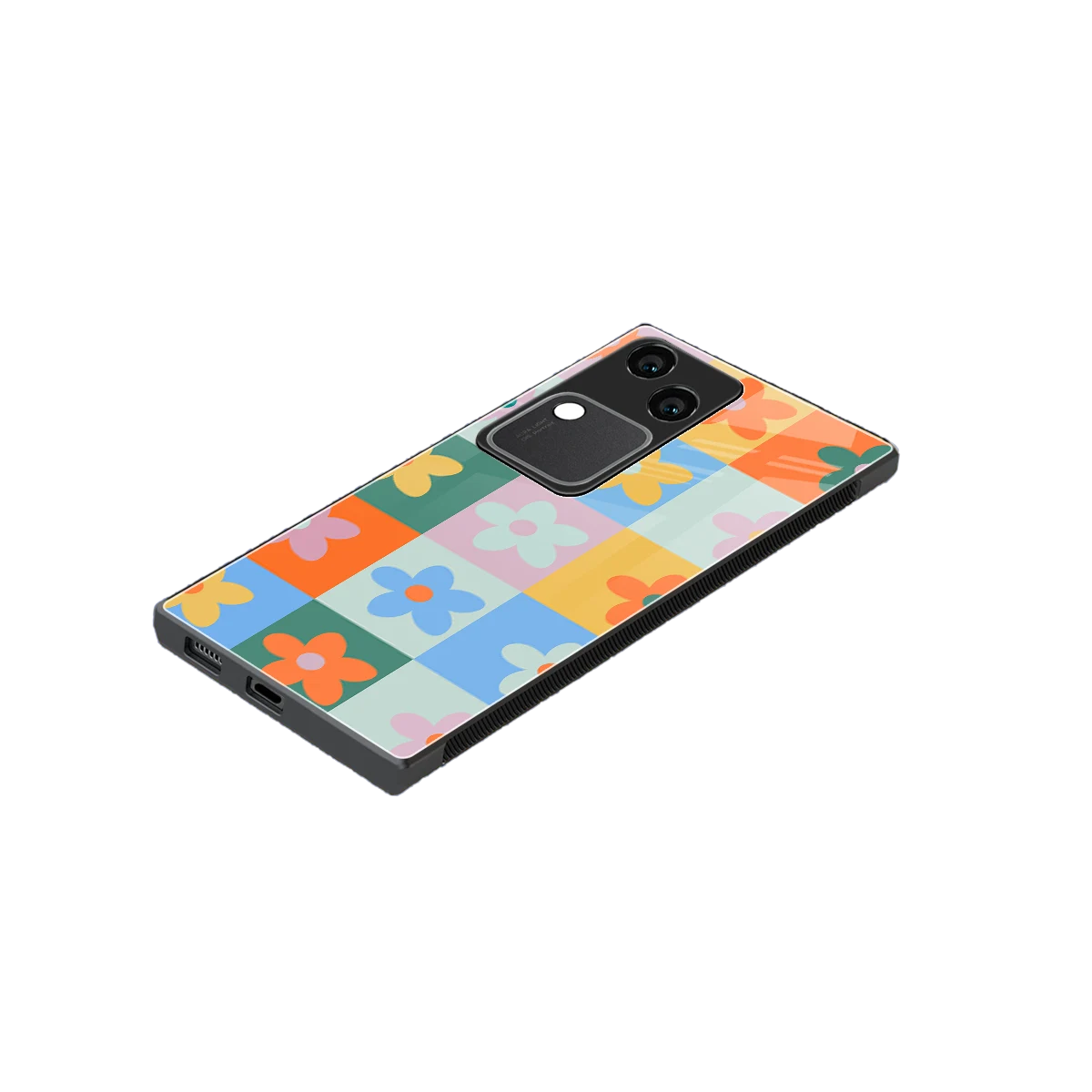 Floral Patchwork stylish phone case for vivo v30 | glossy glass and slim fit