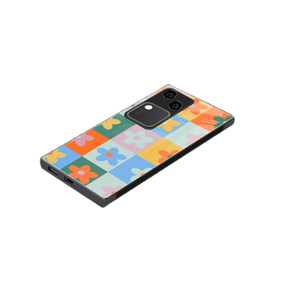 Floral Patchwork stylish phone case for vivo v30 | glossy glass and slim fit