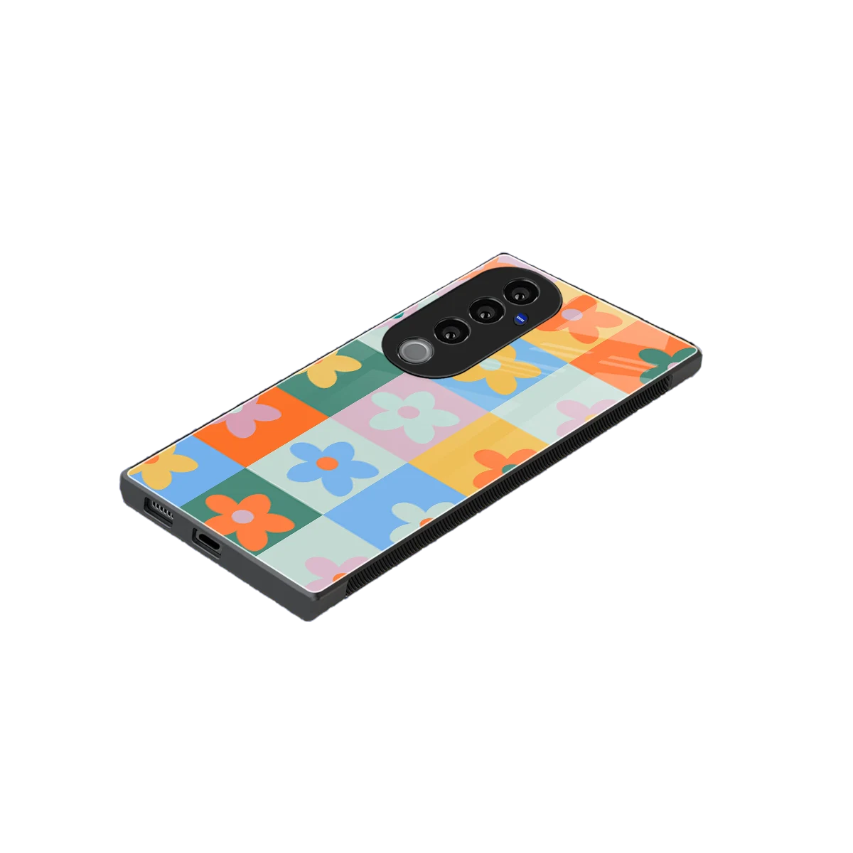 Floral Patchwork stylish phone case for vivo v40 pro | glossy glass and slim fit