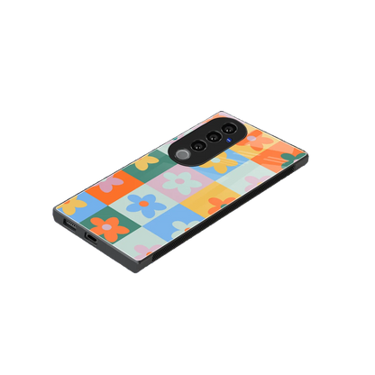 Floral Patchwork stylish phone case for vivo v40 pro | glossy glass and slim fit