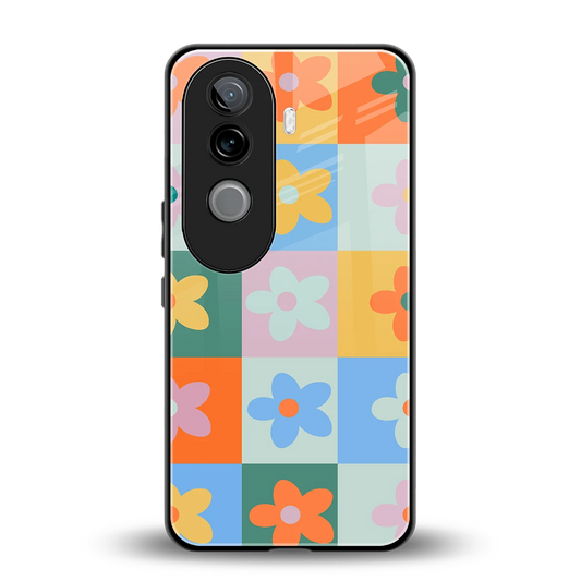 Floral Patchwork back phone cover | glass case for vivo v40e