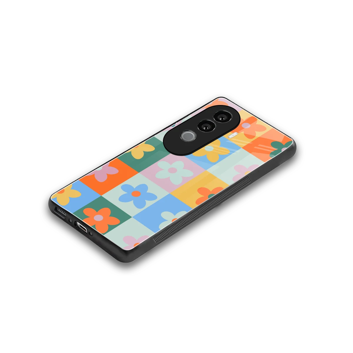 Floral Patchwork stylish phone case for vivo v40e | glossy glass and slim fit