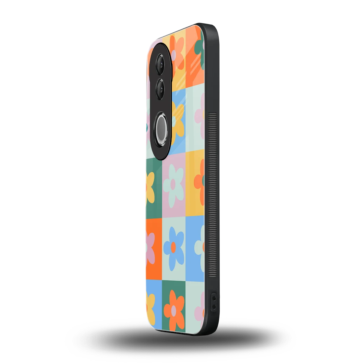 Floral Patchwork vivo v50 mobile cover | shockproof glass phone case