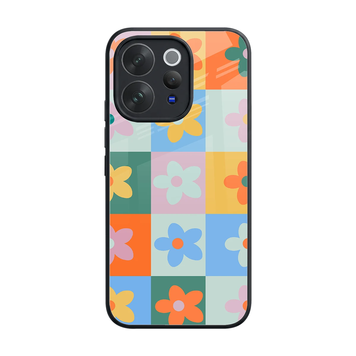 Floral Patchwork back phone cover | glass case for vivo v70