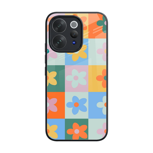 Floral Patchwork back phone cover | glass case for vivo v70 elite
