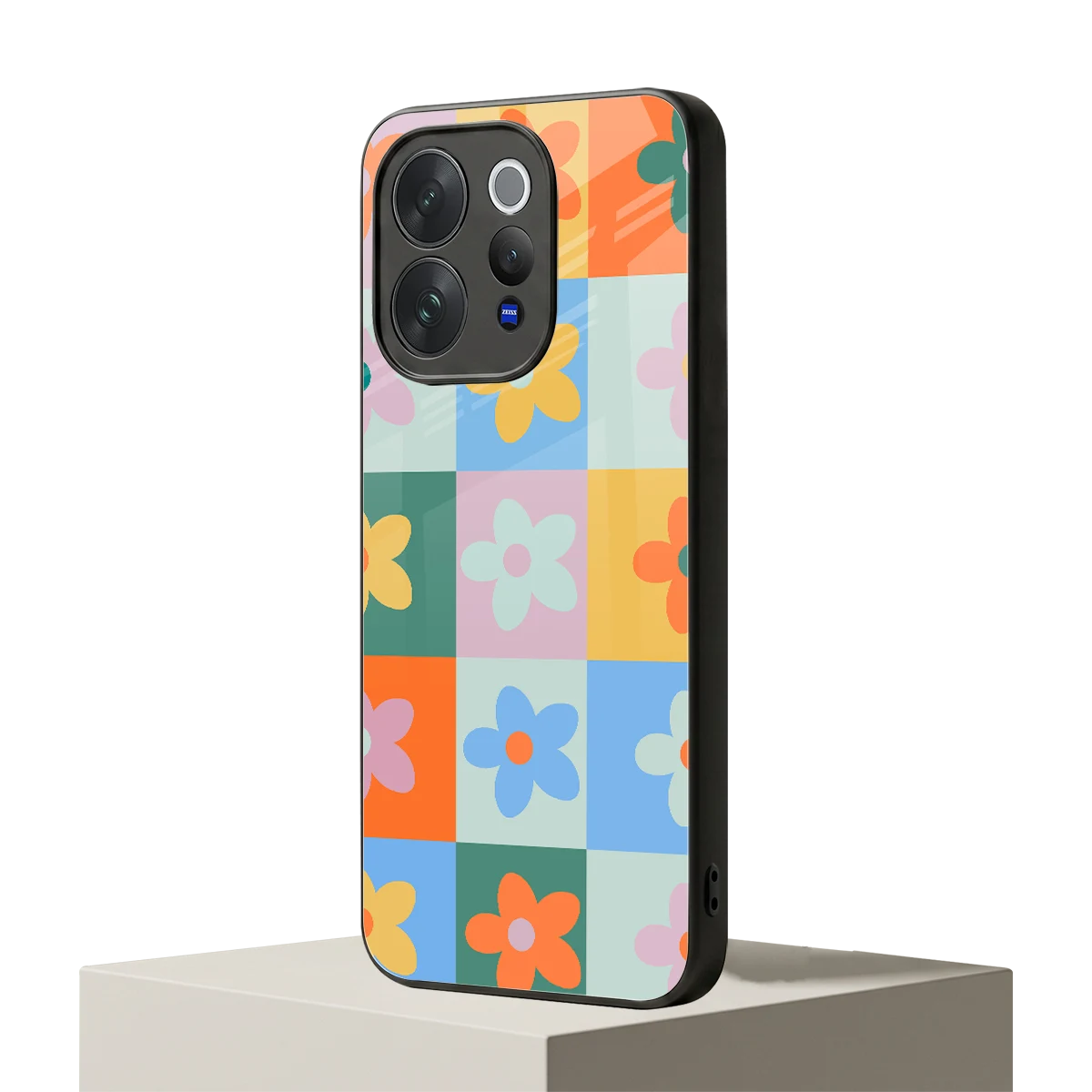Floral Patchwork vivo v70 mobile cover | shockproof glass phone case