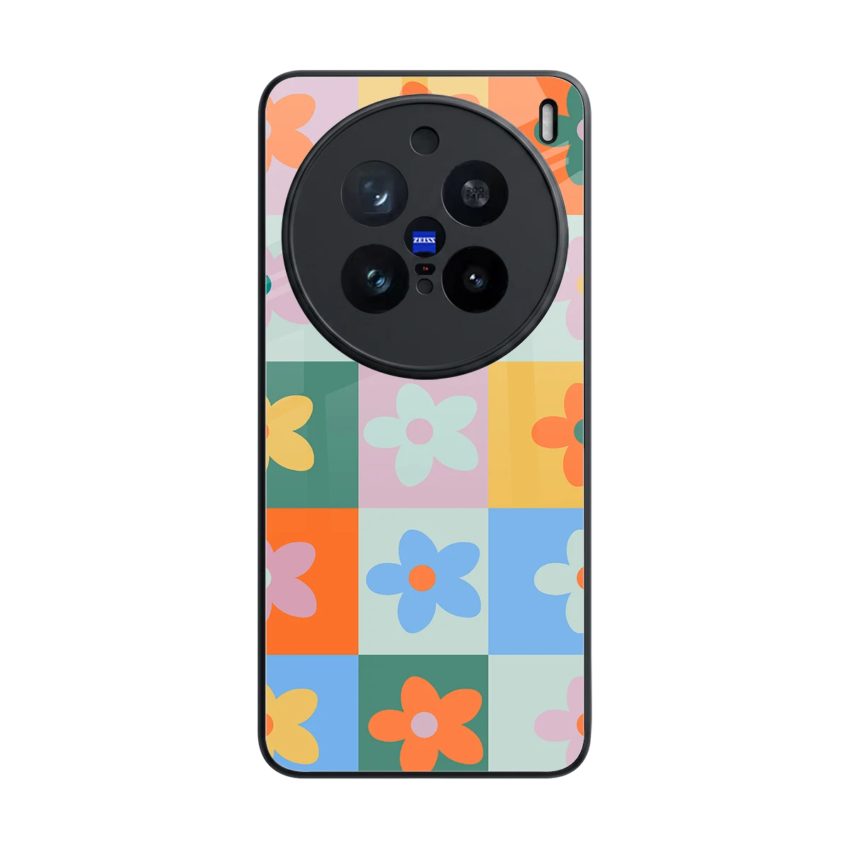 Floral Patchwork back phone cover | glass case for vivo x200 pro