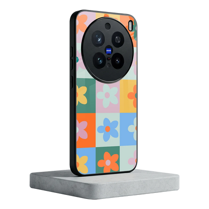 Floral Patchwork vivo x200 pro mobile cover | shockproof glass phone case