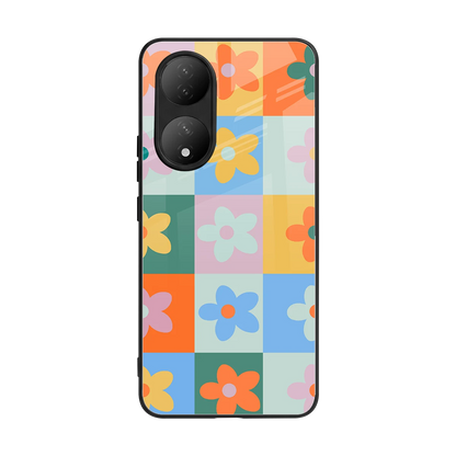 Floral Patchwork back phone cover | glass case for Vivo-y100