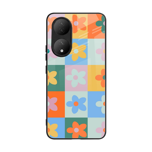 Floral Patchwork back phone cover | glass case for Vivo-y100